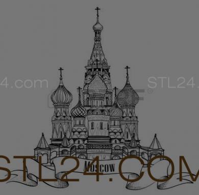 Панно художественные (Храм в москве, PH_0332) 3D модель для ЧПУ станка